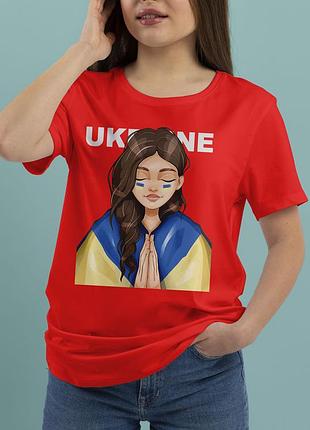 Футболка с принтом украинка красный