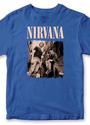 Футболка унисекс "nirvana" нирвана 2 синий, премиум, l