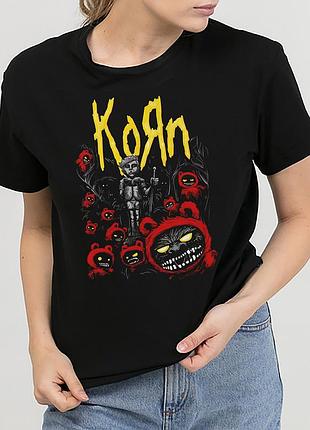 Футболка женская с принтом rock band "korn" 5 хлопок, l