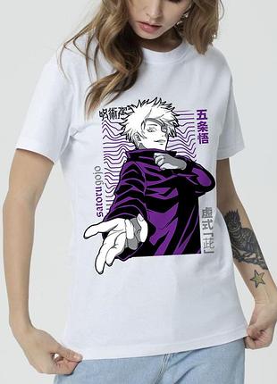 Футболка женская аниме "jujutsu kaisen" магическая битва 10 белый, стандарт, l