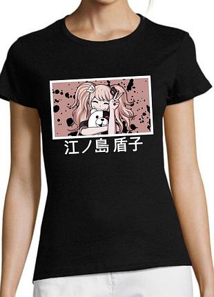 Футболка женская аниме "danganronpa" junko enoshima (данганронпа) 1 черный, стандарт, m
