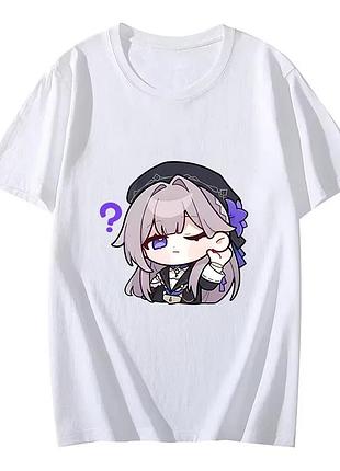 Футболка з принтом "honkai star rail" chibi herta білий, m