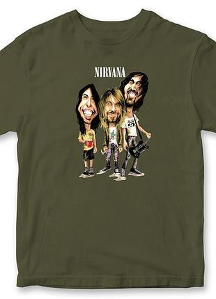 Футболка унісекс "nirvana" нірвана 4 хакі, бавовна, xl