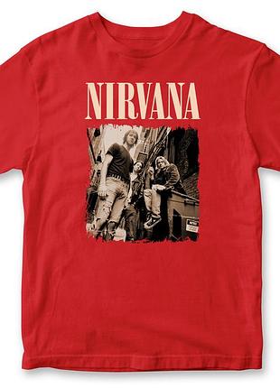 Футболка унисекс "nirvana" нирвана 2 красный, хлопок, l