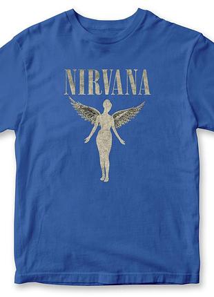 Футболка унісекс "nirvana" нірвана 3 синій, преміум, m