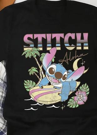 Футболка стильна з принтом "стіч" stitch (ліло та стіч) 8 чорний, преміум, 3xl