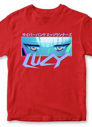 Футболка унисекс аниме "cyberpunk lucy" киберпанк 2 красный, высокое качество, xl