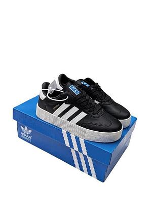 Женские кроссовки adidas samba черные с белым