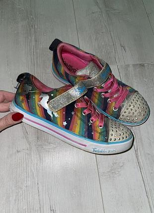 Кеды цветные, светятся кеды skechers twinkle, мигают. оригинал