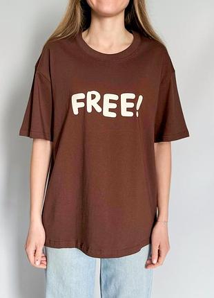 Футболка хлопковая женская free apmi коричневый 2xl - 3xl