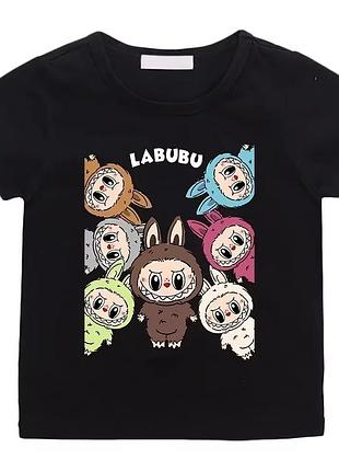 Футболка с принтом "labubu" лабубу 5 хлопок, черный, l