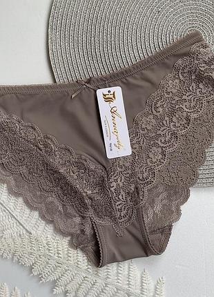 Женские кружевные трусы слипы annajolly 9618 мокко, xxxl