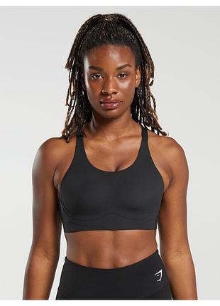 Легкий черный спортивный бюстгальтер топ с поддержкой gymshark cross back sports w b5a5j-bbbb xs/s