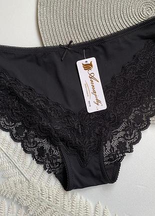 Женские кружевные трусы слипы annajolly 9618 черный, l