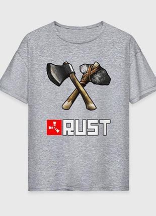 Футболка с принтом "rust" раст 4 серый, хлопок, s