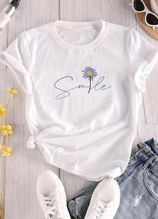 Футболка унисекс "smile" хлопок, белый, xl