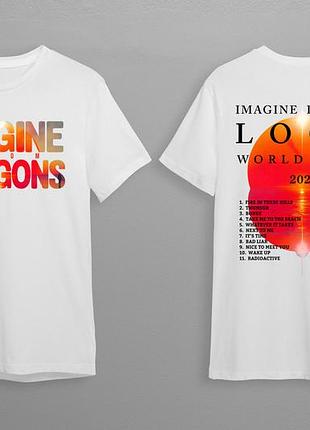 Футболка унісекс з принтом "imagine dragons" 1 білий, бавовна, 2xl