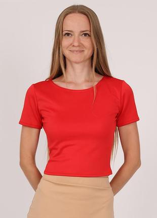Топ женский по пояс с короткими рукавами. красный, 40
