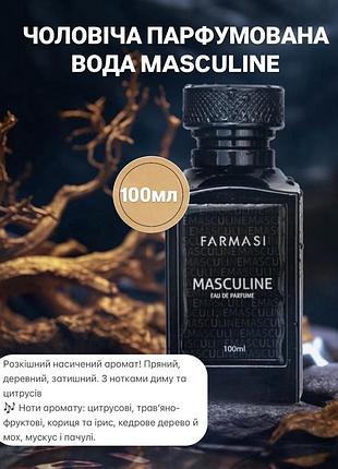 Чоловіча парфумована вода masculine farmasi, 100 мл