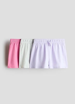 Набор летних трикотажных шортов h&amp;m (3 шт.) | детские шорты для девочки