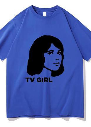 Футболка с принтом "tv girl" m, синий