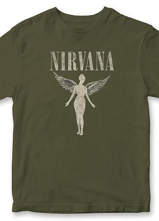 Футболка унісекс "nirvana" нірвана 3 хакі, бавовна, m