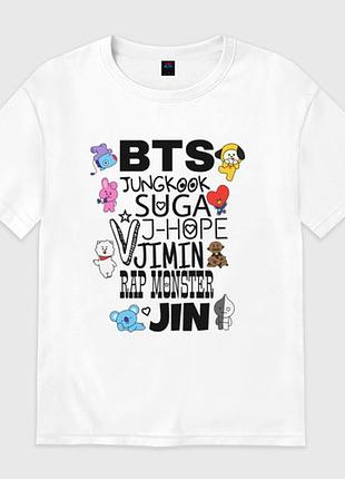 Футболка с принтом "bts" 3 белый, высокое качество, 3xl