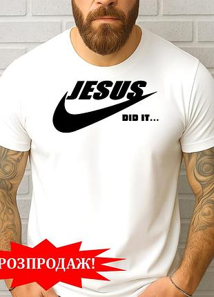 Футболка мужская с принтом "jesus did it..." размер s
