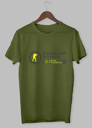 Футболка "cs go" counter strike (контр страйк) 2 хакі, преміум, 2xl