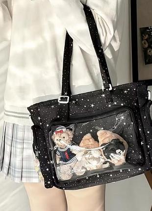 Сумка чорна принт зірки ita bag