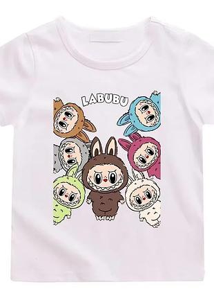 Футболка с принтом "labubu" лабубу 5 хлопок, белый, 2xl
