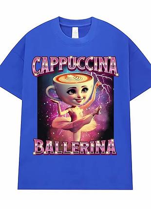 Футболка мем "ballerina cappuccina" балерино капуччина синий, s