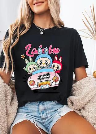 Футболка с принтом "labubu" лабубу 3 премиум, черный, m
