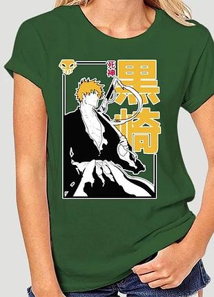 Футболка женская аниме "bleach" 2 премиум, зелёный, xl