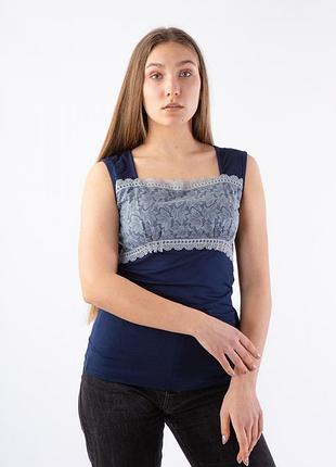 Майка с кружевными вставками xl