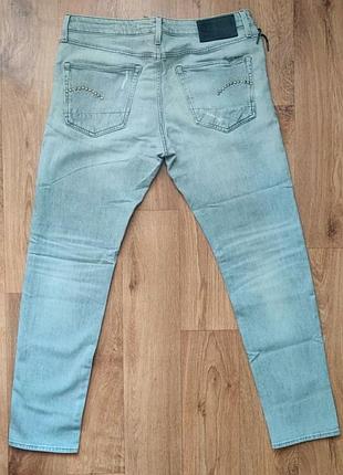 G star raw / jeans / винтажные рваные джинсы / underground punk style / маломерят / серого цвета