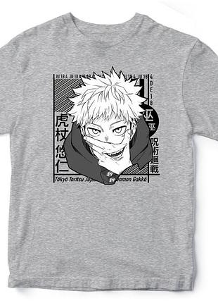 Футболка унисекс аниме "jujutsu kaisen" магическая битва 2 серый, высокое качество, xl