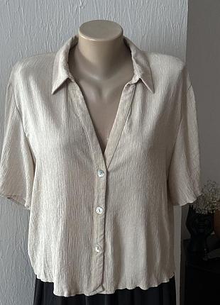 Коротка блуза з жатої тканини zara l