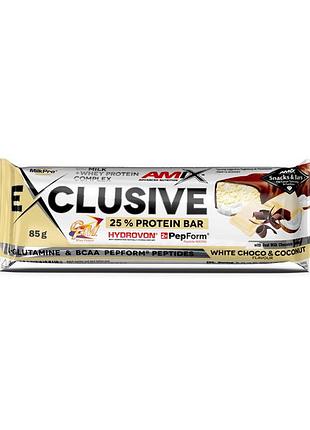 Протеиновый батончик amix exclusive protein bar 85 г белый шоколад кокос