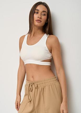 Кроп топ в рубчик - декоративная застежка на спине nicoletta 80585 xl