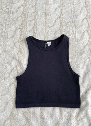 Чорна майка в рубчик s/m h&m
