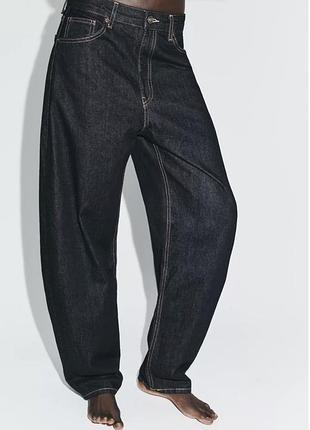Джинси zara trf barrel з високою посадкою колір індиго розмір 36