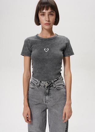 Футболка варена з принтом серденько🖤 xl
