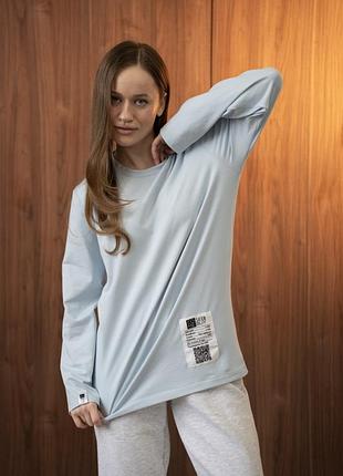 Хлопковый лонгслив “over” голубой, 2xl/3xl