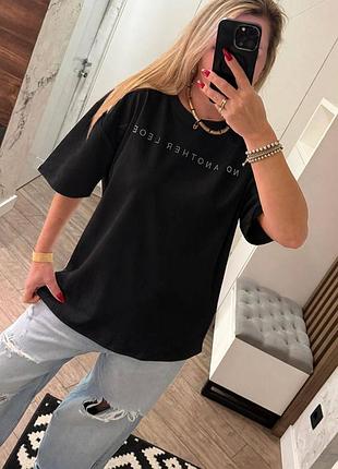 Футболка женская с камнями рубчик 20785 s-xl черная