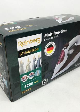 Праска парова rainberg rb-6306 з керамічним покриттям 3200вт функція самоочищення zh-661 подачі пари