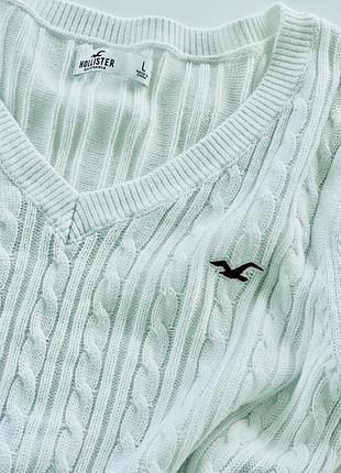 Светр hollister бавовняний светр джемпер бавовна жіночий одяг old money білий светр