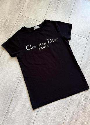 Christian dior футболка жіноча чорна 100% бавовна