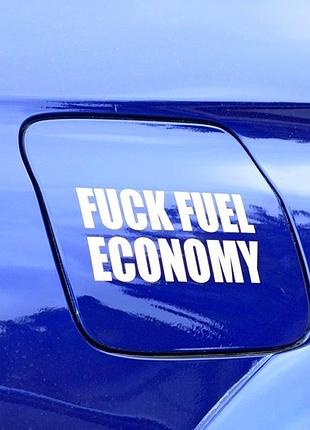 Вінілові наклейки " fuck fuel economi" 10х20 см білий