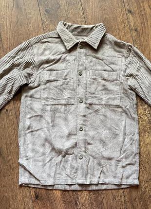 Сорочка вельветова чоловіча, бежева, overshirt, прямий крій, розмір s, jack&jones